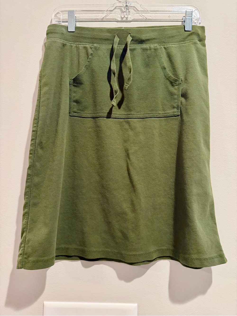 Hanes Olive Drawstring A-Line Skirt with Front Pocket
